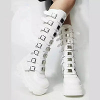 Long Boots Women Gothic Shoes Platform Knee High Boots Punk Black Sexy Motorcycles Boots 2025 New Halloween Cosplay Women Boots