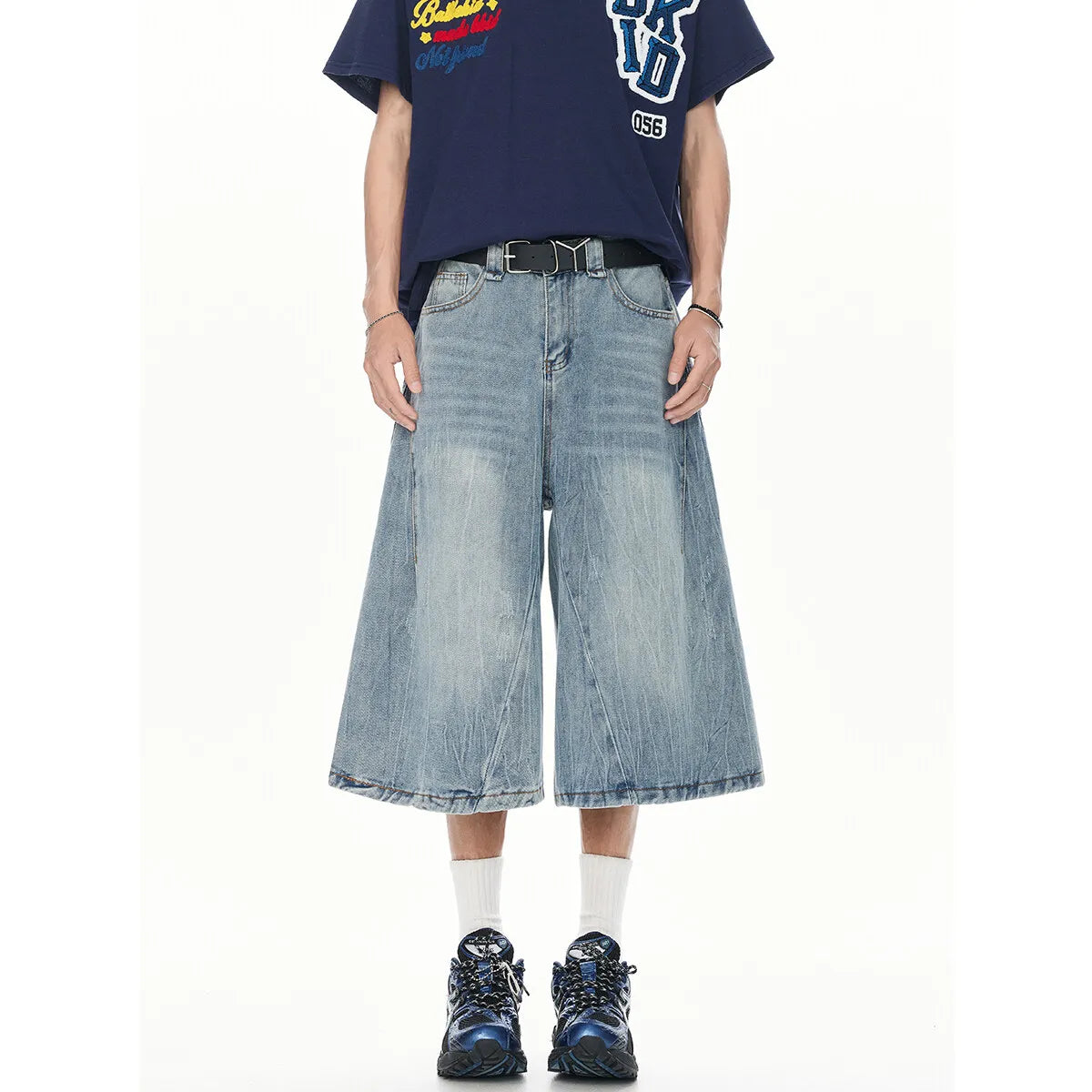 Men's Wide Leg Denim Cropped Jeans Casual Stretchy Comfortable Summer Streetwear Loose Fit S-XXXL Trendy Seven-Pants