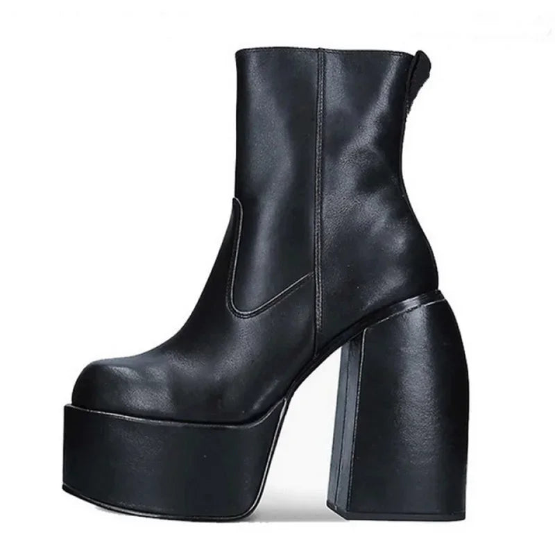 Boots For Woman Knee Shoes On Platform Gothic High Heels Punk Style New Rock Autumn Winter Chunky Pumps Plus Size Women Clothing