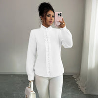 European American Elegant High-end Style Summer Long-sleeved Women's Button-down Shirts for Women Spring Summer Blouses
