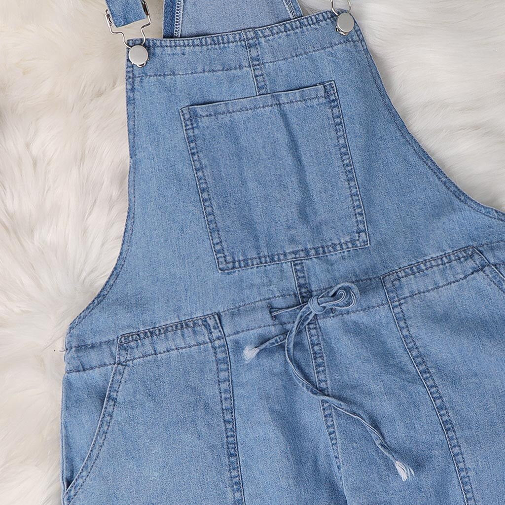 Spring Autumn Thin Loose Casual Womens Denim Jumpsuit Lace Up Elastic Waist Overalls Solid Color Wide Leg Trousers Bodysuit 6218