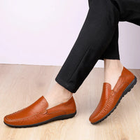 CLOHOO Men's Business Casual Shoes Leather Stitching Comfortable Breathable Rubber Bottom Second Layer Cowhide