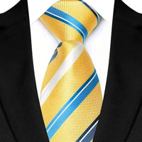 8cm Width Yellow Color Neck Ties For Men Paisley Dots Necktie Handmade Business Formal Tie Suit Accessories Tuxedo Cravat