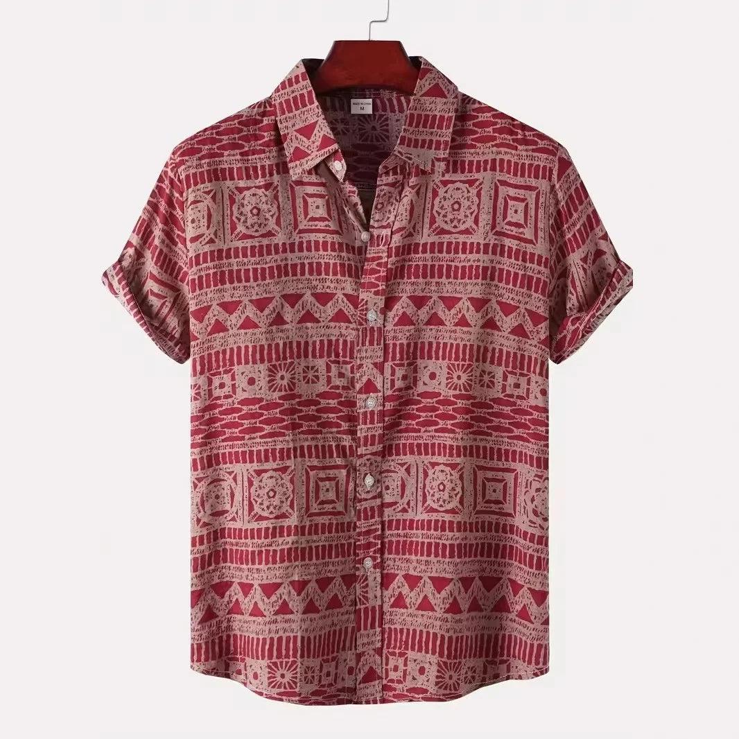 Men Clothes Summer New 3D Digital Print Casual Shirt Men Lapel Button Shirt Tops