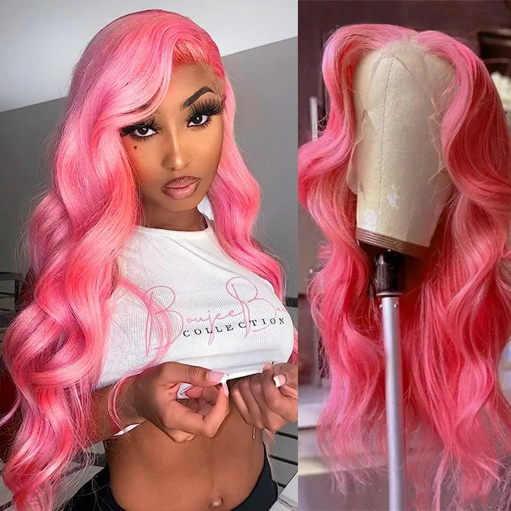 Pink 13x4 HD Lace Front Wig Body Wave Lace Front Wigs For Women 613 Co –  Mega Mart Center
