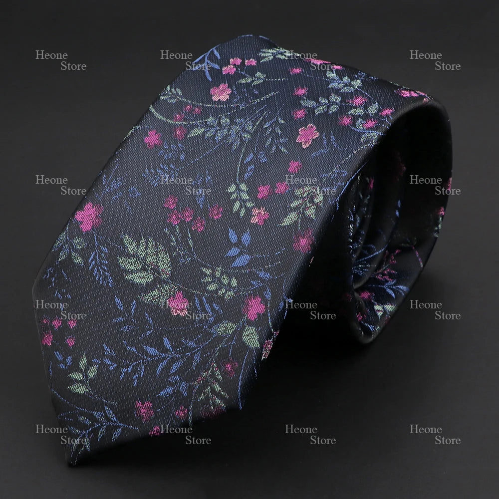 Novelty Men's Tie Floral Rose Constellation Designed Wave Lines Pattern Red Blue Green Neckties Fit Party Dinner Wedding Cravat