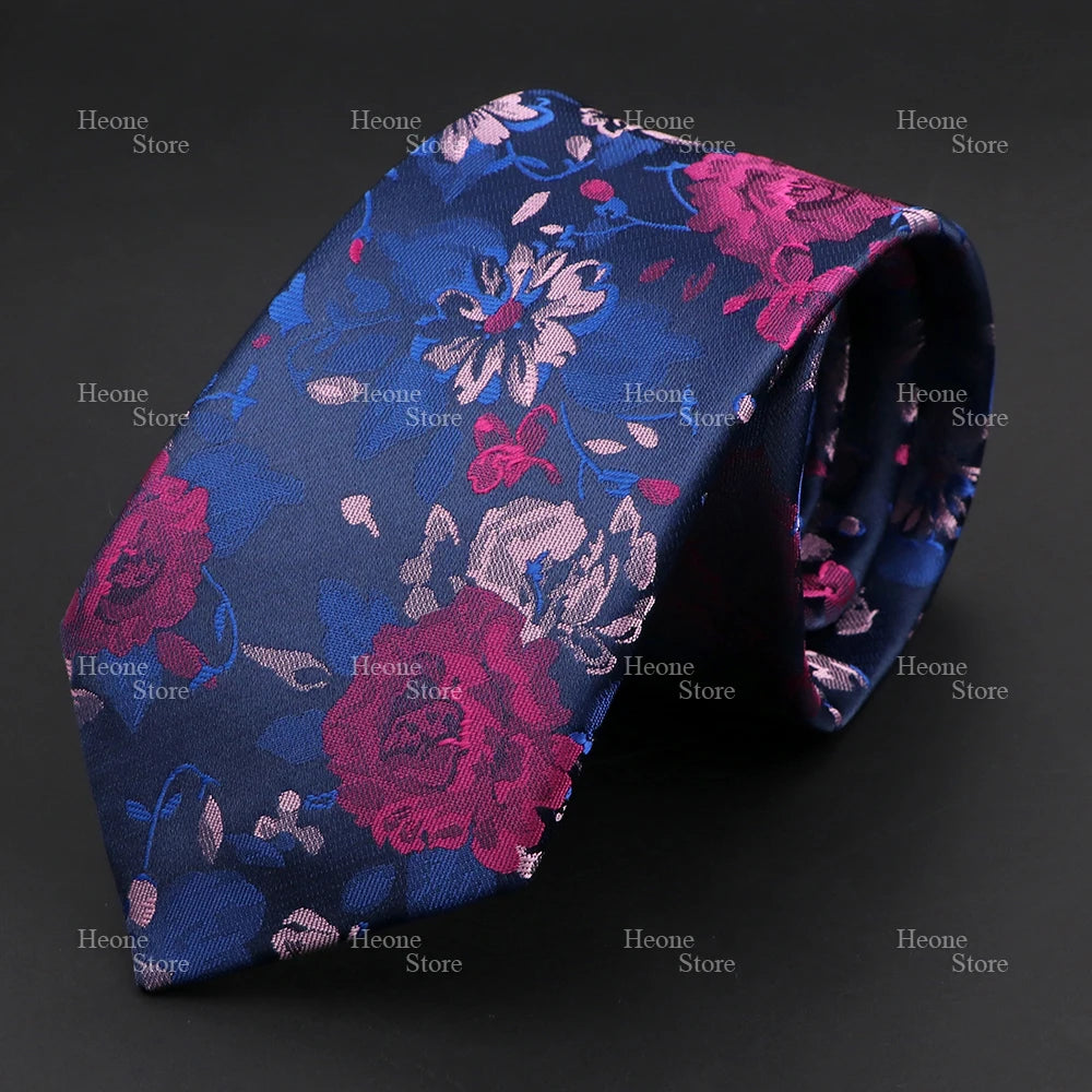 Novelty Men's Tie Floral Rose Constellation Designed Wave Lines Pattern Red Blue Green Neckties Fit Party Dinner Wedding Cravat