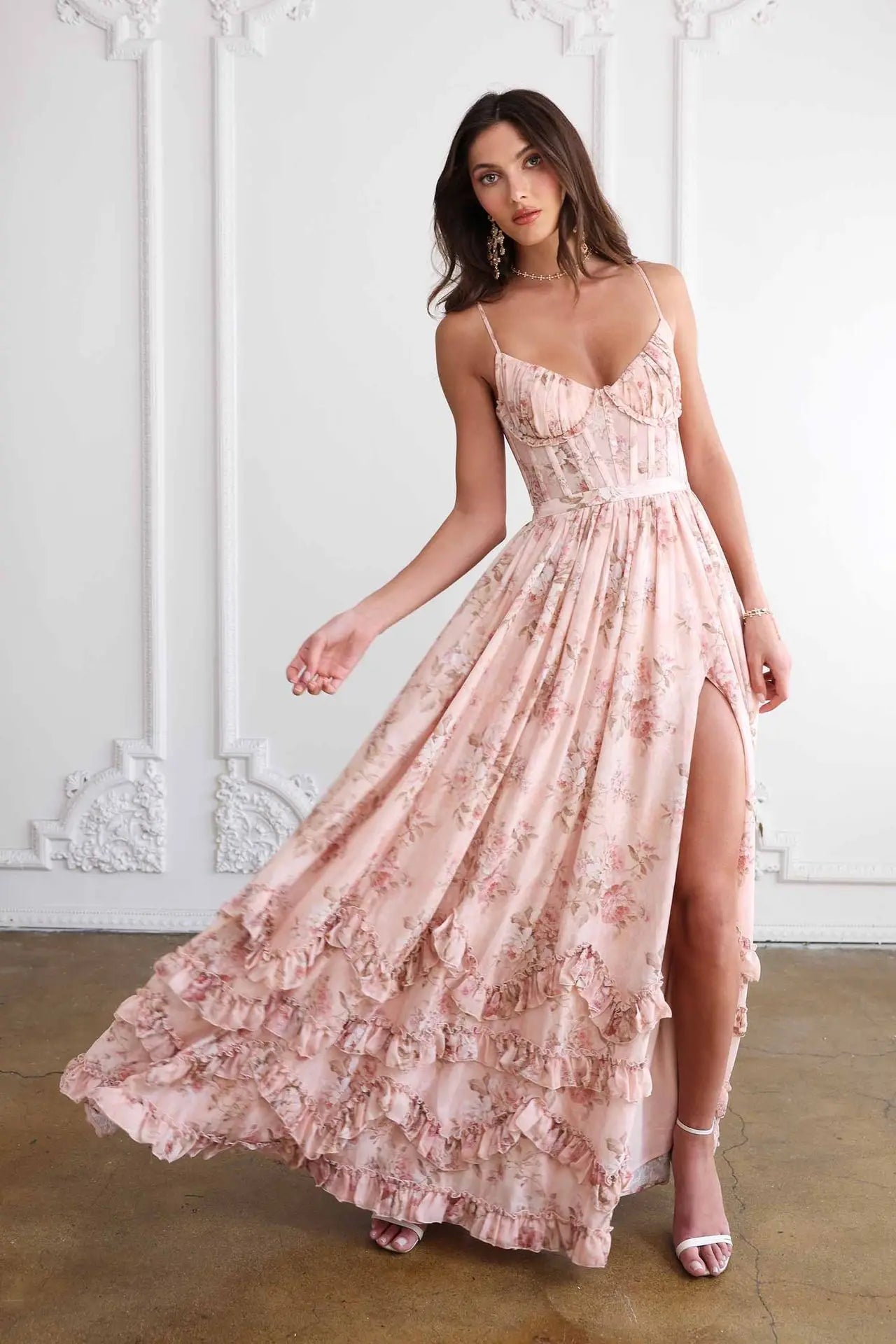 Sexy Summer Beach Dress 2025 Women Spaghetti Strap Vacation Holiday Long Dresses Elegant Ruffles Printed Vestidos Para Mujer