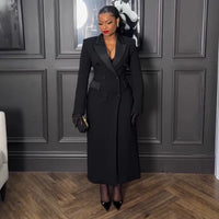 Plus Size Spring Autumn New Solid Color Matching V-Neck Long Sleeves Fashion Commuting Slim Fit Elegant Style Long Maxi Dress