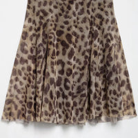 MUJER 2025 Tulle Mini Dress Woman Leopard Print Slip Dress Women Sexy Backless Short Dresses for Women Draped Party Dresses