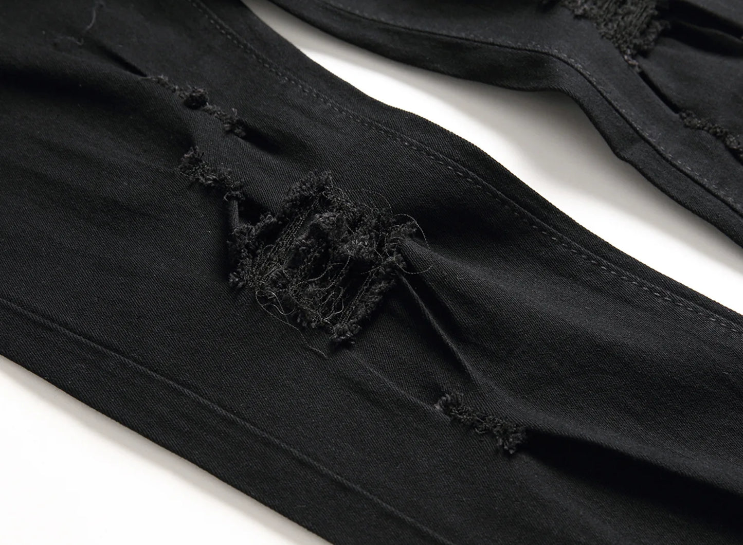 Punk Street Style Ripped Skinny Jeans Men Vintage Wash Solid Denim Trouser Mens Casual Slim Fit Pencil Denim Holes Pants 2024