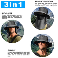 FANDAO Wide Brim Sun Hat With Neck Flap For Men Women Adjustable Outdoor 50+UPF Protection Safari Cap Hiking Fishing Hat