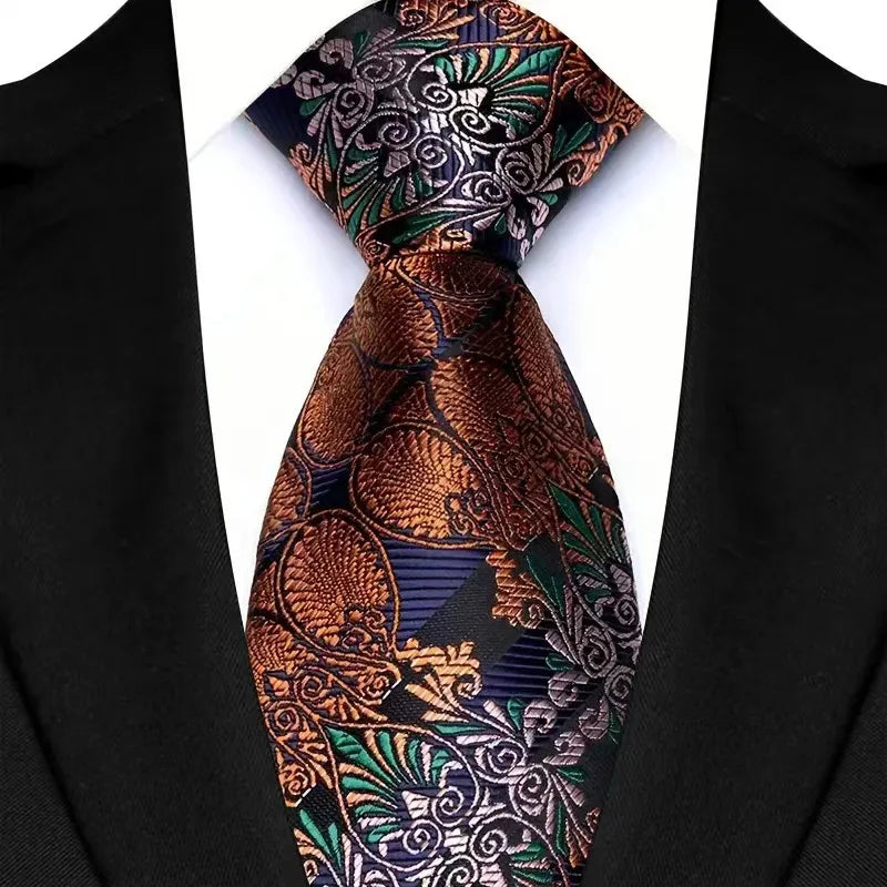 Luxury 8CM Mens Necktie Floral Paisley Classic Ties For Man Groom Jacquard Woven Neck Tie Business Wedding Party