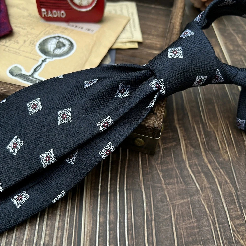 New Trendy Navy Brown Neckties For Men 7cm Formal Business Silk Neck Tie Shirt Suit Cravat Tuxedo Wedding Party Daily Wear Gifts