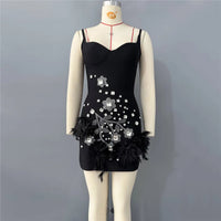 2026 New Arrival Women Spaghetti Strap Bandage Dress Luxury Rhinestones Diamond Club Party Mini Clothes