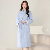 Spring Autumn Cotton Home Bathrobe Sexy Bath Robe Women's Sleepwear Double Deck Gauze Sleepshirts Female Nightgown