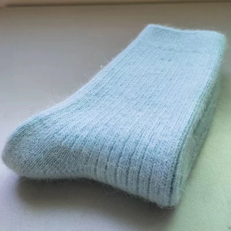 Wool Socks for Women Autumn Winter Medium Tube Socks Thickened With Wool Warm Rabbit Hair Socks Winter Black Cashmere Stockings