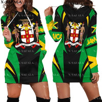 JAMAICA Emblem Country Flag New Harajuku Novelty 3D Print Autumn Hoodie Dress Women Casual Wear Long Sleeve Hooded Dress-3