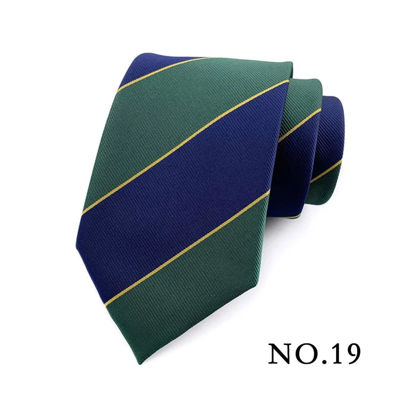 Fashion 8CM Mens Necktie Polka Dot Stripes Paisley Ties For Man Jacquard Woven Ascot Green Color Business Party Accessories