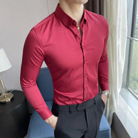 Hot Sale Long Sleeve Men Dress Shirts Simple All Match Business Formal Wear Slim Fit Casual Office Blouse Homme Plus Size 5XL-M