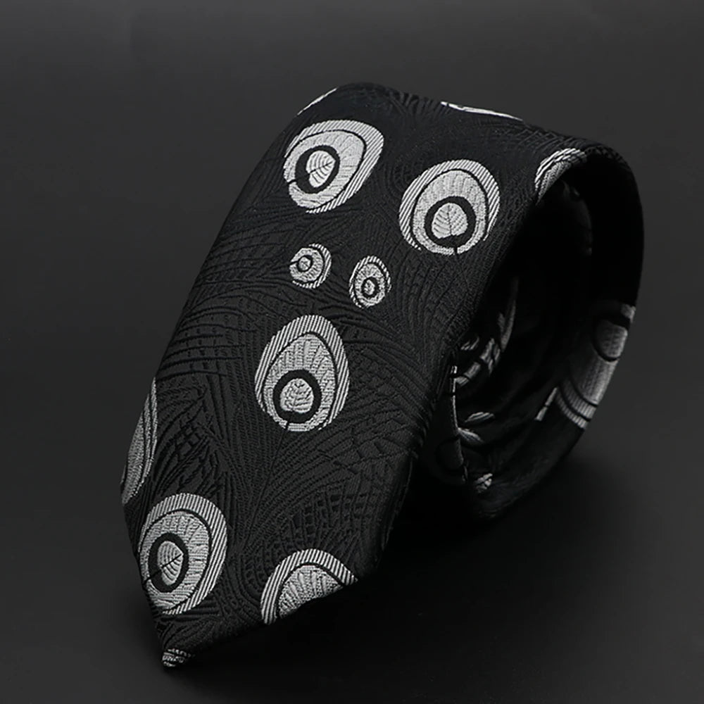 New Men Ties Solid Color Stripe Print Floral 6cm Jacquard Business Neckties Narrow Skinny Tie Wedding Prom Daily Wear Accessory