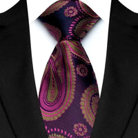 New Design Wedding 8CM Men Tie Dark Red Striped Paisley Flower Neckties For Men Business Party Groom Collar Accessories Gift