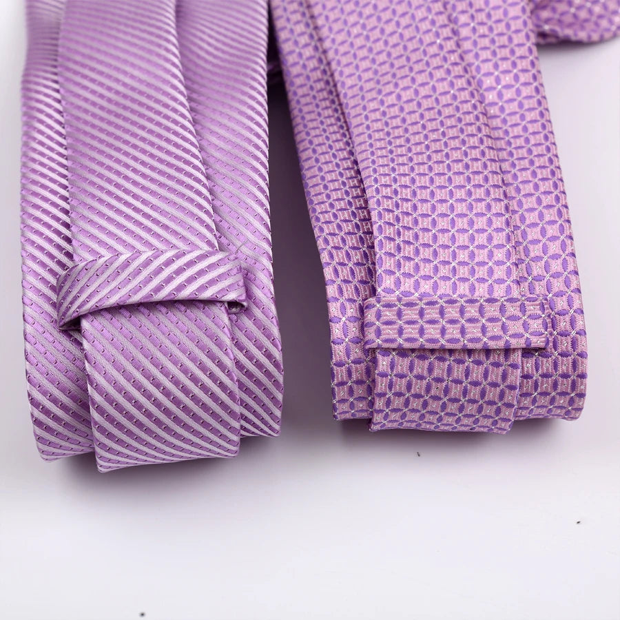 Luxury 8CM Mens Necktie Purple Color Stripes Floral Plaid Solid Dot Ties For Man Groom Neck Tie For Business Wedding Party