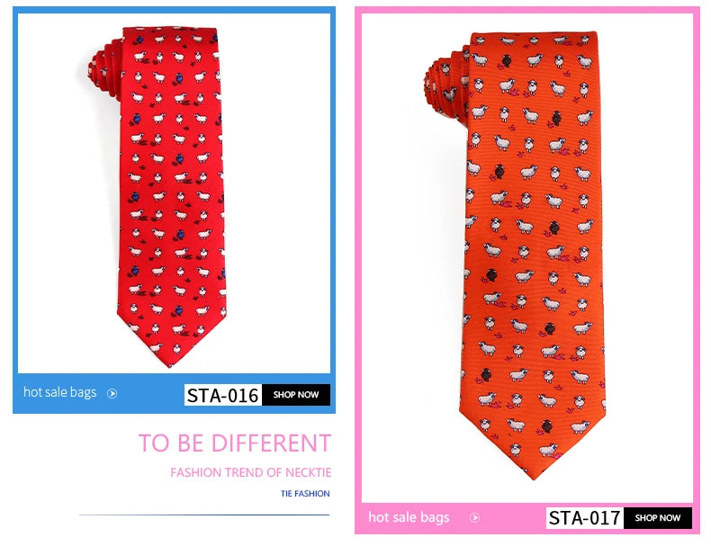 Tailor Smith 100% Silk Ties For Men Handmade Necktie With Animal Pattern Tie Father's Day Birthday Gift Tie