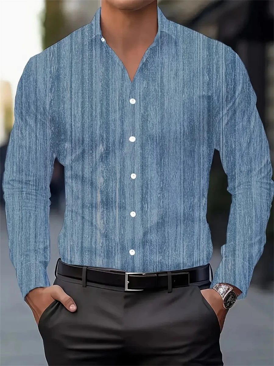 Elegant men's Printed long-sleeved Shirt Suitable For Spring And Autumn Fashionable Handsome high-quality Lapel men's Tops