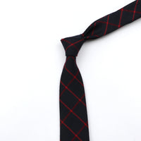 Classic Black Grey Plaid Cotton Necktie 6cm Slim Fashion Skinny Tie Men Tuxedo Suit Party Business Casual Accessory Cravat Gift