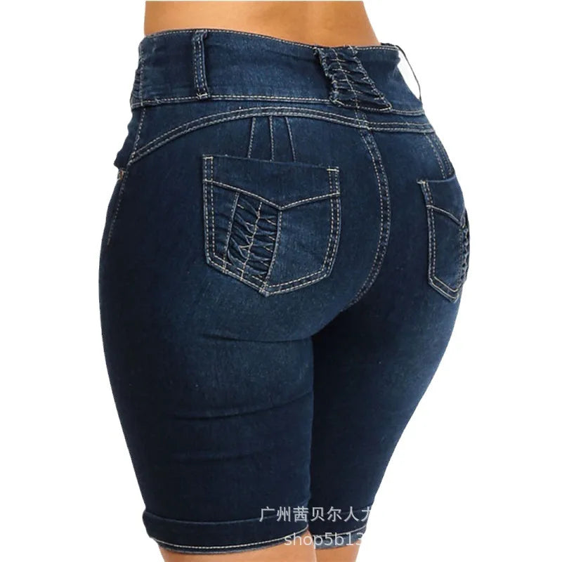 Twist Detail High Waist Buttoned Denim Shorts Women Sexy Fashion Casual Denim Jeans Shorts Pants Slim Skinny