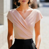 2026 Summer New Style for Women, Slim, Comfortable and Versatile Cross V-neck Short-sleeved Tops for Women