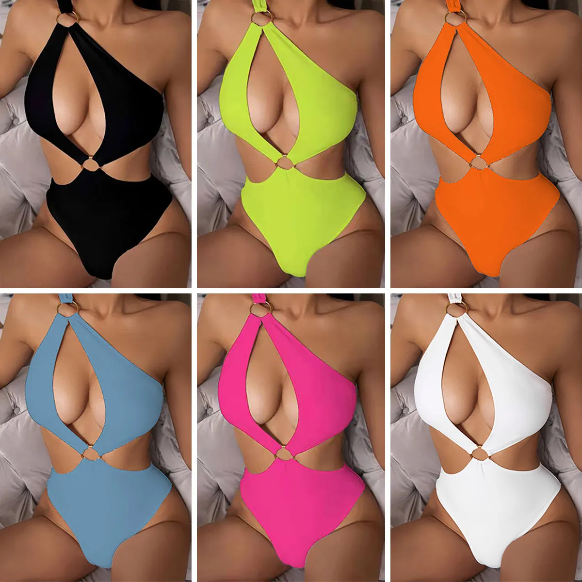 Sexy Swimsuit For Women Cut Out Monokini Push Up Bikinis Women Hollow Out One Piece Swimwear Solid Color Bathing Suit Biquini