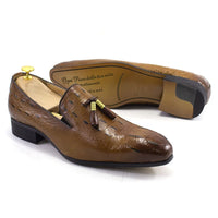 New Italian Handmade Business Casual Men Casual Shoes Pointed Leather Suede Tassel Loafers Crocodile Pattern Trendy Men's Shoes