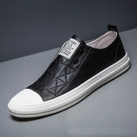 100% Genuine Leather Black White Shoes Men Casual Shoes Soft Flat Brand Cow Leather Cool Street Young Male Footwear D237