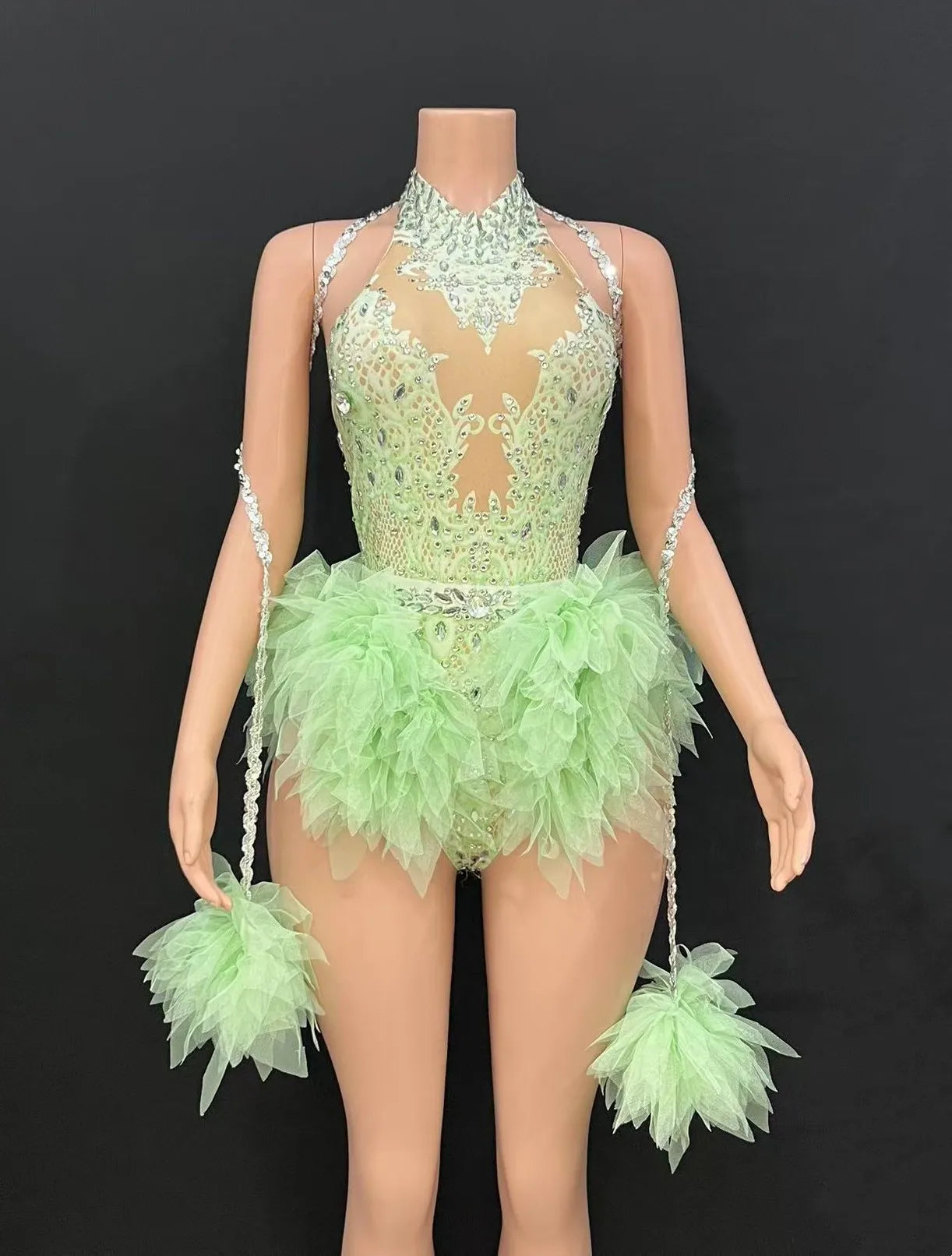Bar ds Korean women's club nightclub pink diamond conjoinedgogo sexy hot dance interactive Kpop costume set X007