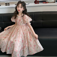 summer Elegant Flower Princess Dresses vestidos elegantes para mujer kids girls dress clothes vestido verano 12 14 enfant fille