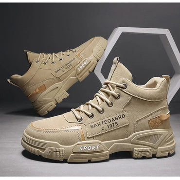 Shoes Man High Top Boots Comfort Botas Outdoor Fashion Desert Shoes Men's Platform Work Boot Wear-resistant Hiking Boot