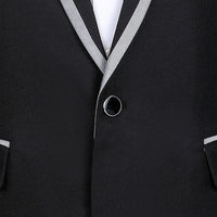 (Jacket+Pants) Men Fashion Wedding Banquet Party Flower Suits Singer Pianist Stage Performance Splicing Dress Blazer and Trouser