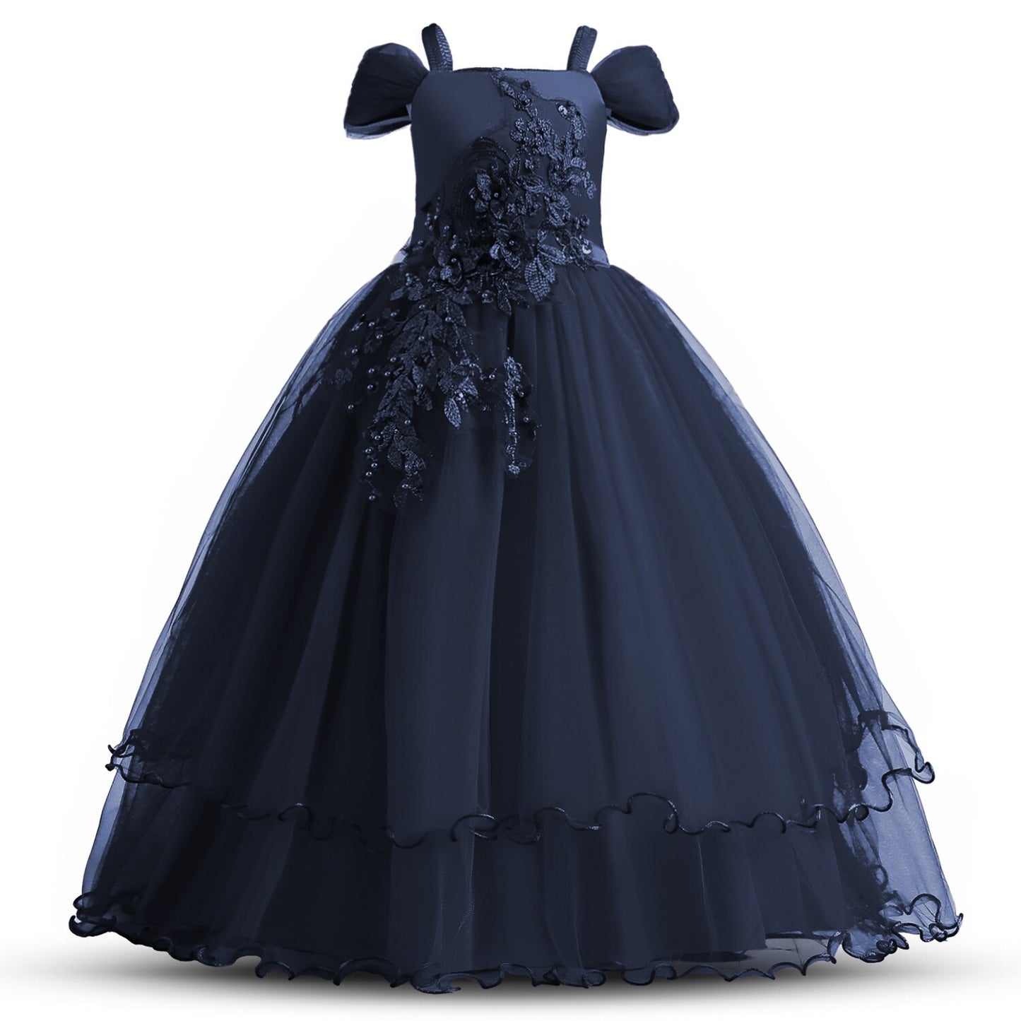 Girls Christmas Dress Formal Sleeveless Girls Party Dresses Back Hallow Out Kids Ball Gown Flower Bowknot Girl Princess Dress