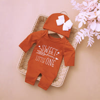 Ylsteed Newborn Photography Romper Jumpsuit with Bow Hat 'Hello World' Embroidery Infant Props for Coming Home Outfit Baby Gift