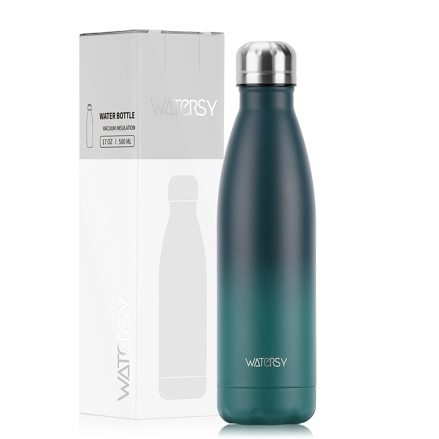 WATERSY 500ml Insulated Water Bottle, Stainless Steel Thermal Leakproof Flask, BPA-Free Double Walled Vacuum Bottle for Sports