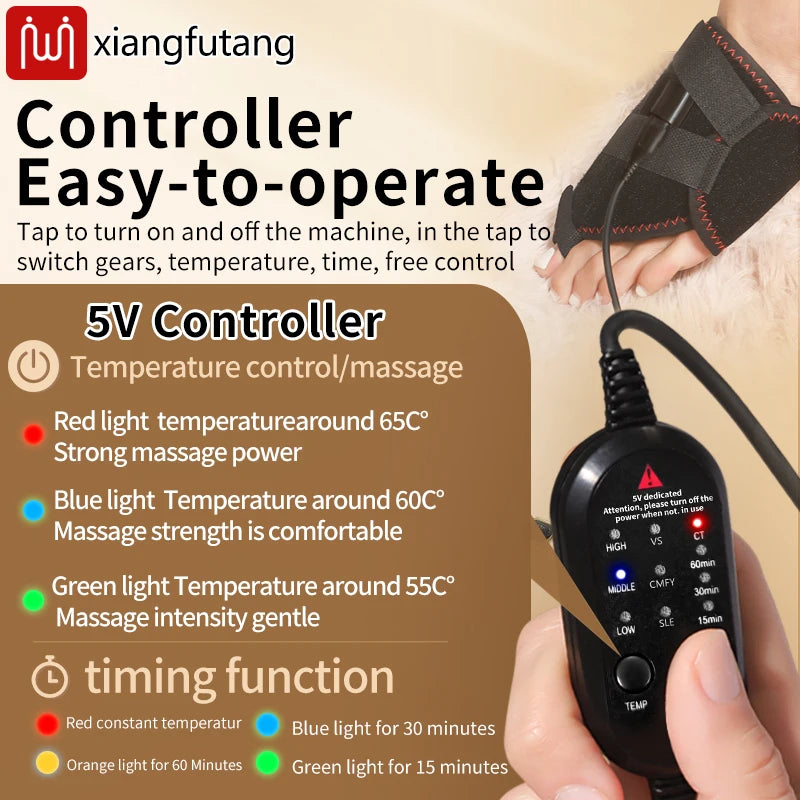 Carbon Fiber Portable Red Light Electric Heating Foot Protector - Vibration Massage Relieves Foot Numbness, Stiffness and Pain