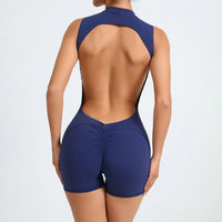 Women Sexy V Back Scrunch Sports Jumpsuit Women Gym Bodysuits Backless Workout One-Piece Suit Sportswear Fitness Short Rompers
