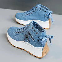 Designer Women Sneakers High Top Denim Canvas Shoes Female Girls Students Canvas Shoes for Women Lace Up Platform Sneakers