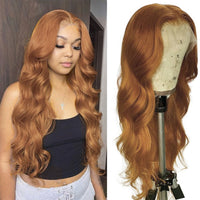 Colored Reddish Brown Lace Front Wig Brunette Auburn Copper Body Wave Synthetic Lace Wigs For Women Pre Plucked with Baby Hair