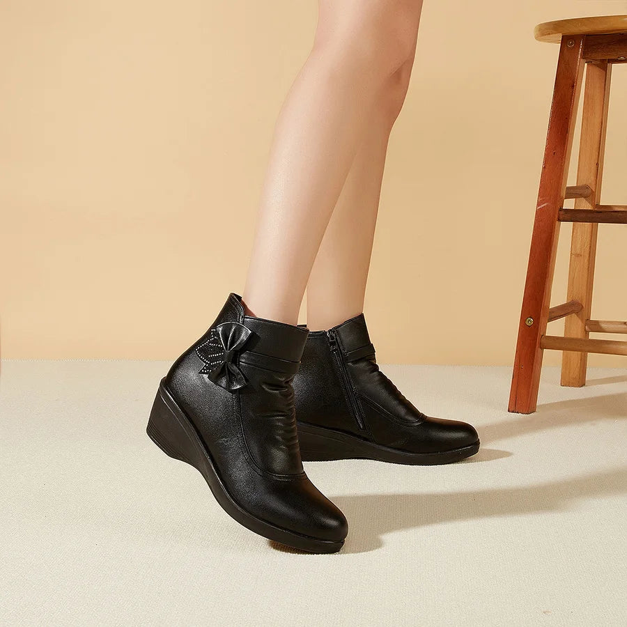 Winter for Women Ankle Snow Boots PU Leather Female Fashion Thick Plush Warm Waterproof Non slip Outdoor Shoes Luxury
