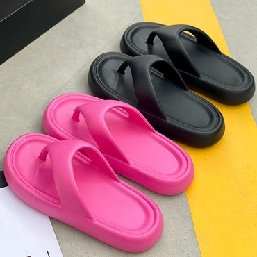 Women's Classy Flip-Flops with Poop Feeling, Female Internet Celebrity Eva Summer Outer Slippers for Couples, Thick-Soled Non-Slip Couples, Soft-Soled Flip-Flops for the Beach