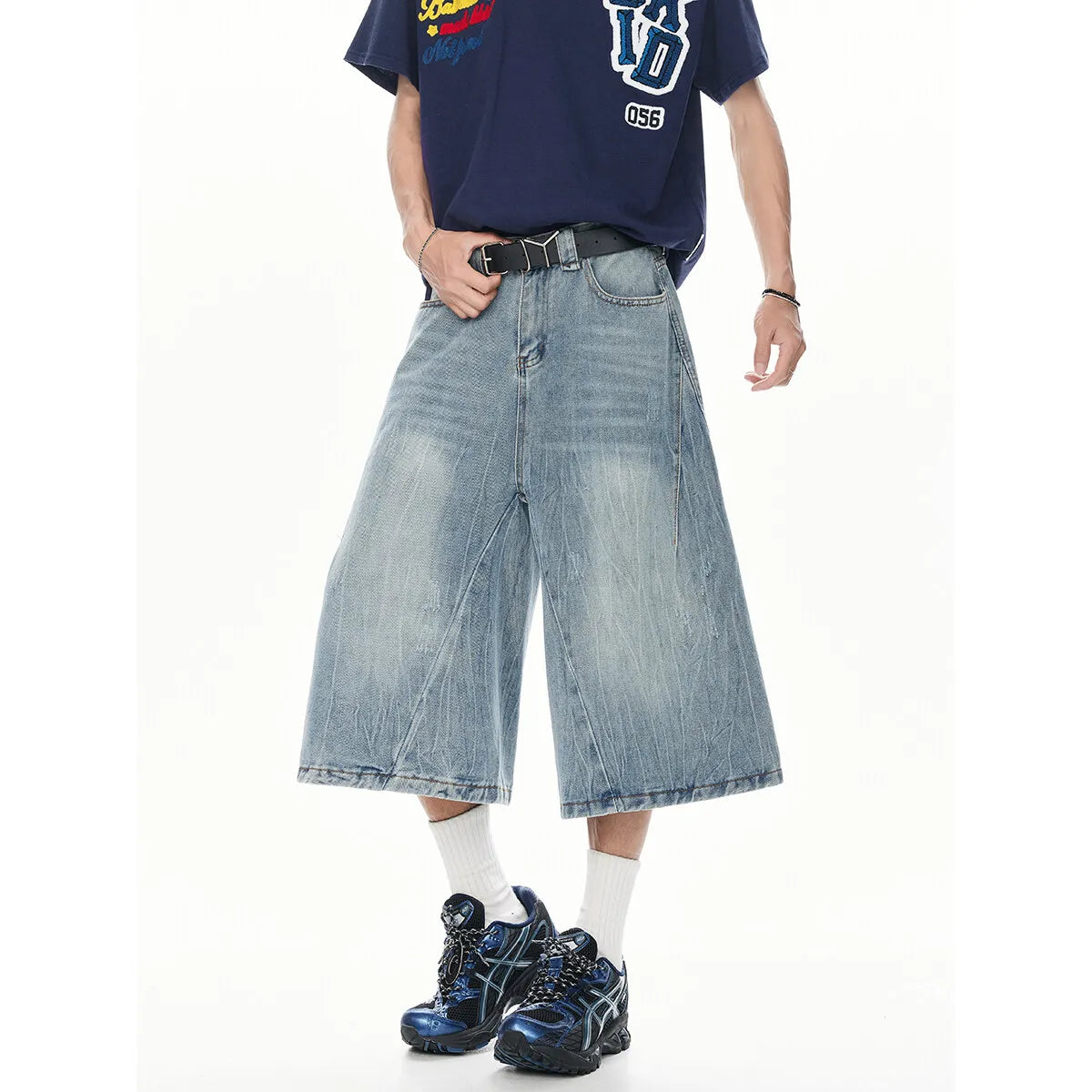 Men's Wide Leg Denim Cropped Jeans Casual Stretchy Comfortable Summer Streetwear Loose Fit S-XXXL Trendy Seven-Pants