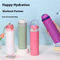Hot-selling Stainless Steel Insulated Cups Large-capacity Portable Hand-held Sports Water Cups Car-mounted Handle Insulated Cups